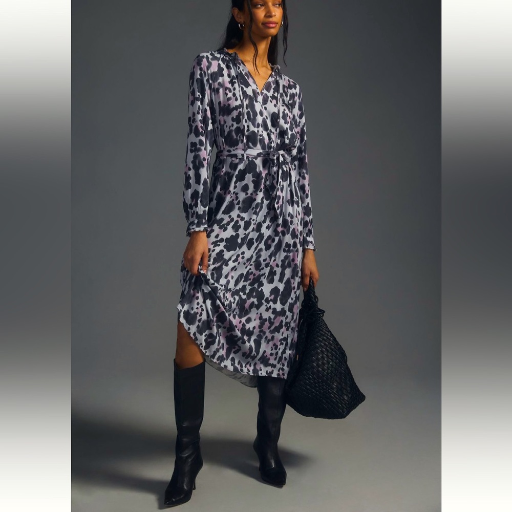 NWOT Anthropologie CLOTH & STONE Long-Sleeve Dress size Medium Plum